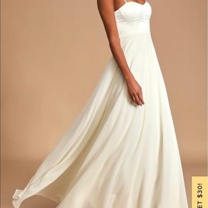 “Best Part Of Me Cream Satin Bustier Dress” from Lulus
